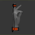 Transparent Glove Device With Black Sensor On Finger Black Red Wrist Strap And Connecting Cable