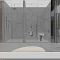 Modern Bathroom Interior With Marble Countertop Large Mirror Storage Cabinets Accent Chair And Natural Light