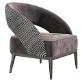 Dark Gray Accent Chair With Striped Backrest And Metal Legs Design