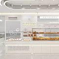 Bright White Bakery Interior With Glass Display Cases And Fresh Bread Pastries