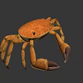Game Movie Character 3D Model Brown Crab With Large Claws And Textured Shell