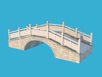 Traditional Stone Arch Bridge With Elegant Railings And Classic Design 3d model