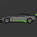 Silver Sports Car with Green Accents Red Alloy Wheels Black Rear Spoiler and Sleek Design