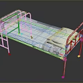 Adjustable Medical Bed With Metal Frame Wheels Side Rails And Mattress