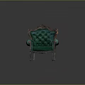 Luxurious Green Velvet Armchair With Carved Armrests And Tufted Backrest Design