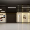 Innovative Exhibition Space With Large LED Screen And Golden Circular Lighting Design