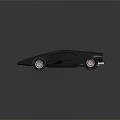 Black Concept Car with Sleek Aerodynamic Body Dark Tinted Windows Red Rims Futuristic Louvered Roof