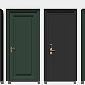Modern Hinged Doors in Gray and Light Green with Golden Handles for Interior Design