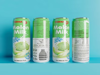 Refreshing OKKA Melon Milk Canned Drink with Green White Packaging 3d model