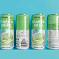 Refreshing OKKA Melon Milk Canned Drink with Green White Packaging