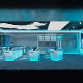 Modern Monitoring Room Interior With City Night View And Sleek Lighting