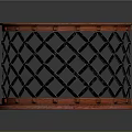 Stylish Round Side Table With Red Wooden Top And Black Diamond Lattice Design