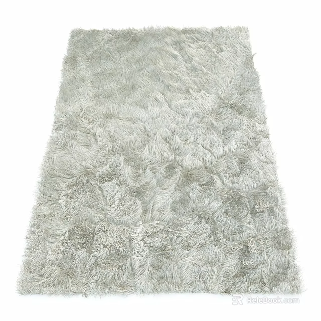 Square Fluffy Light Gray Carpet with Soft Shaggy Texture for Home Decor 3d model 