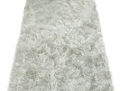 Square Fluffy Light Gray Carpet with Soft Shaggy Texture for Home Decor 3d model