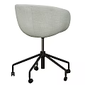 Modern Table and Chair Set with Gray Fabric Chair Black Metal Frame and Wheels