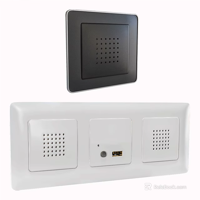 Modern Home Wall Switch Panel With USB Port And Speaker Grilles Design 3d model 