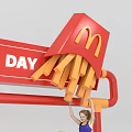 McDonald's One Day Event Interactive Zone With Hanging Fries And Woman Engagement