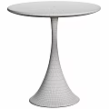Red Round Table With Modern Curved Base And Decorative Balls For Living Room