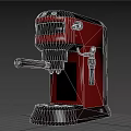 Stylish Red And Black Cafe Coffee Machine With Modern Design And Handle 3d model