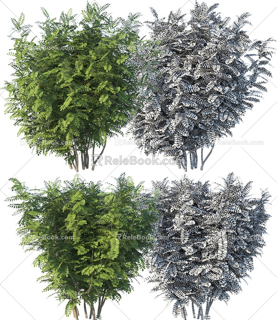 bush combination plant green plant bush flowers and grass 3d model