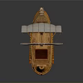 Ancient Wooden Sailing Boat Model With White Sails And Traditional Design