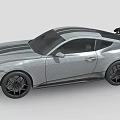 Silver Modern Sports Car With Black Stripes Black Wheels And Rear Spoiler