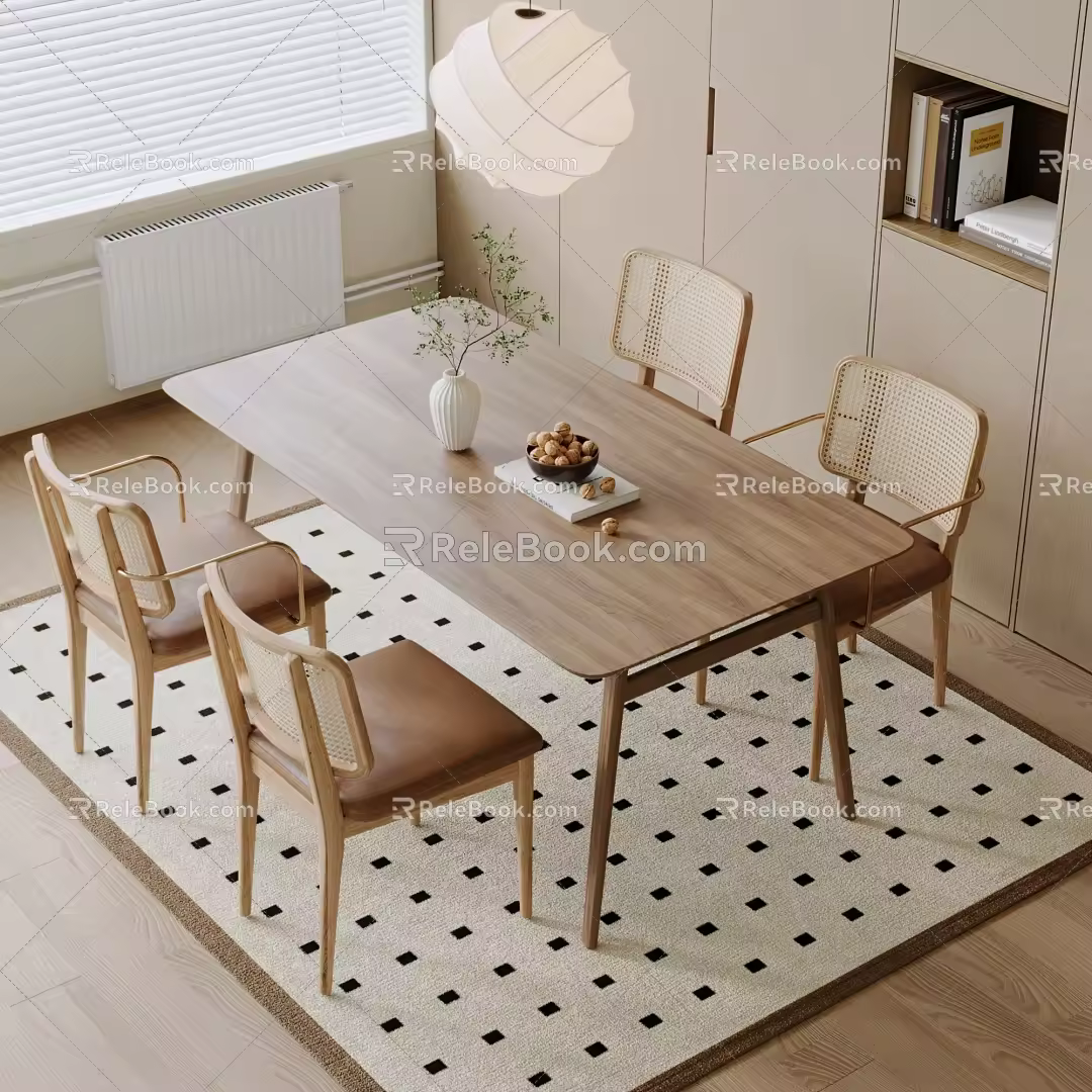 Nordic Dining Table and Chair Combination Dining Table and Chair 3d model
