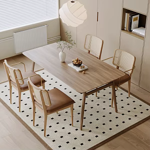 Nordic Dining Table and Chair Combination Dining Table and Chair 3d model