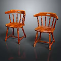 Wooden Single Chair with Spindle Back and Turned Legs in Brown Traditional Design