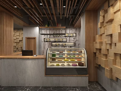 Modern Hotel Lobby Interior With Reception Desk And Wooden Decorative Walls 3d model