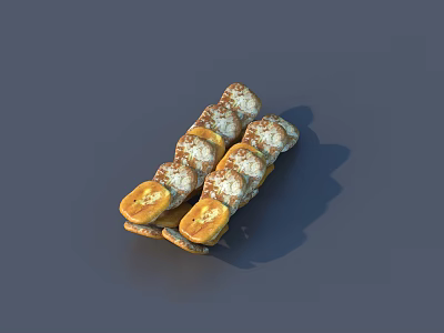 Golden Brown Waffles Stacked High With Sweet Powdered Sugar Topping 3d model