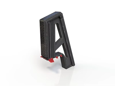 Black Industrial Bracket With Red Accents And Mechanical Support Structure 3d model