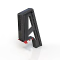 Black Industrial Bracket With Red Accents And Mechanical Support Structure