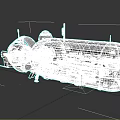 Futuristic Sci Fi Aircraft With Silver Body And Red Stripes