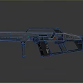 Futuristic Sci-Fi Weapon Design With Metallic Texture Blue Glowing Accents And Grip Handle