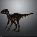 Realistic Dinosaur Character With Brown And Orange Stripes And Back Spikes Standing Pose