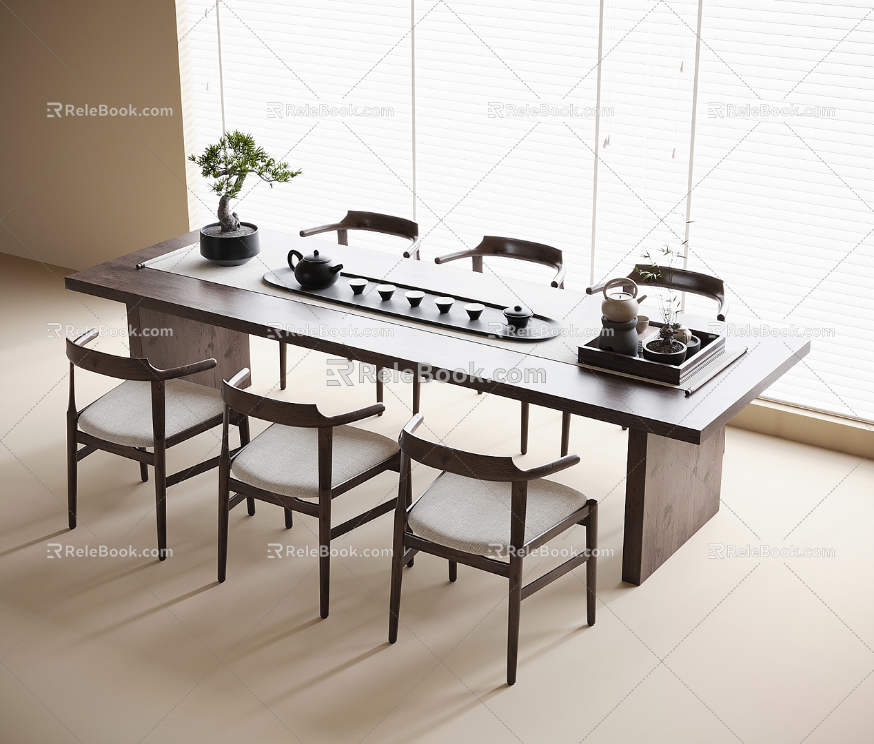 Chinese Tea Table and Chair Tea Chair Tea Set Ornaments Tea Table 3d model