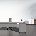 Modern Office Desk With White Tabletop Red Legs And Gray Chair Near Cabinet