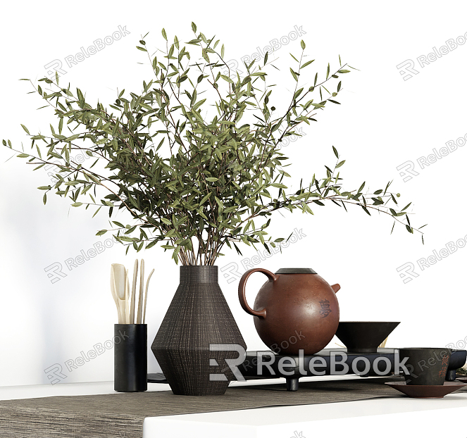 Modern Tea Set Teapot Vase Tea model