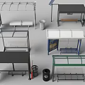 Bus Stop Shelter Components With Various Roof Designs Seats And Trash Bins