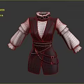 Stylish Black Vest With White Long Sleeves Collar Detail And Chain Belt