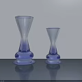 Blue And White Gradient Glass Vases Placed On Gray Table With Light Gray Wall Background 3d model
