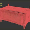 Ornate Wooden Chest With Decorative Carvings Green Accents And Small Feet