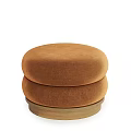 Sofa Stools With Different Colors And Fabric Upholstery On Wooden Bases