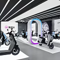 Yadea Electric Scooter Showroom Interior with Neatly Arranged Vehicles and Modern Lighting
