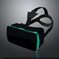 VR Headset Electronic Device With Black Design Blue Light Strip And Adjustable Head Strap 3d model