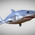 Realistic Blue Shark 3D Model With Open Mouth And Sharp Teeth