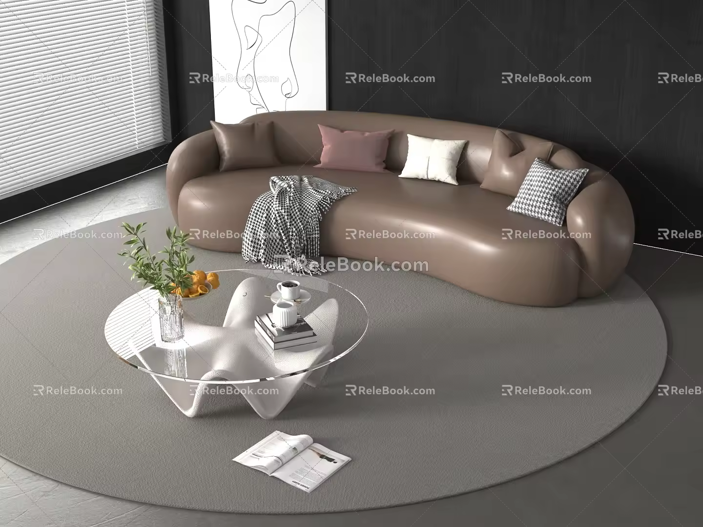 Modern Special-shaped Sofa Combination Leisure Sofa Coffee Table Combination Internet Celebrity 3d model