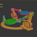 White Biomorphic Mechanical Character With Circular Components And Joint Structures On Black Background