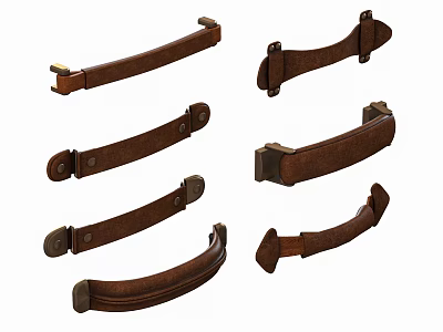 Vintage Wooden Furniture Handles With Various Classic Designs And Shapes 3d model